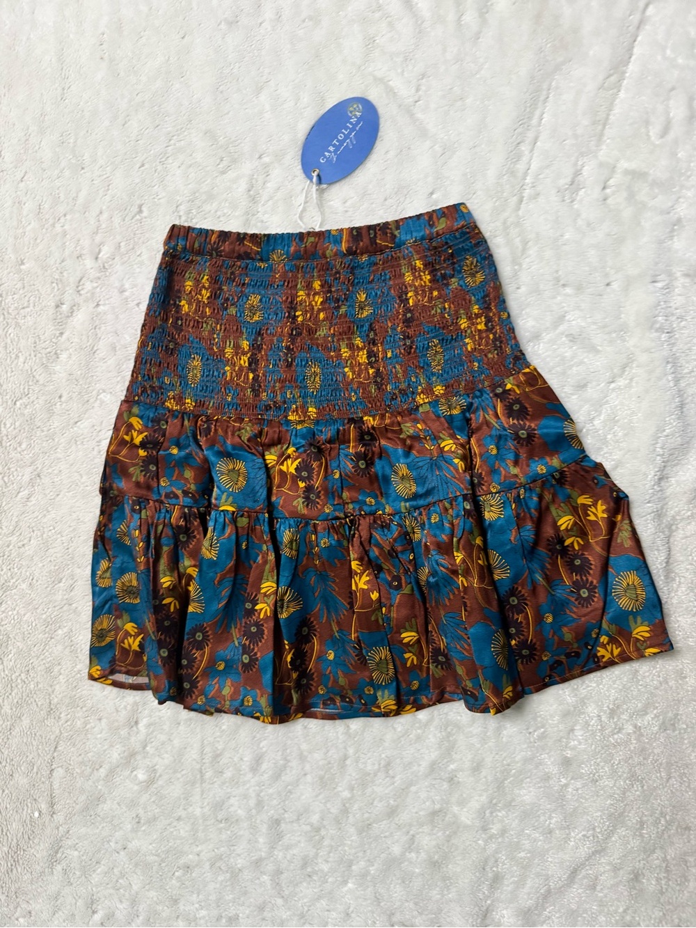 NWT- CARTOLINA KYLIE SILK SKIRT - YELLOWSTONE CHICORY - Picture 7 of 16